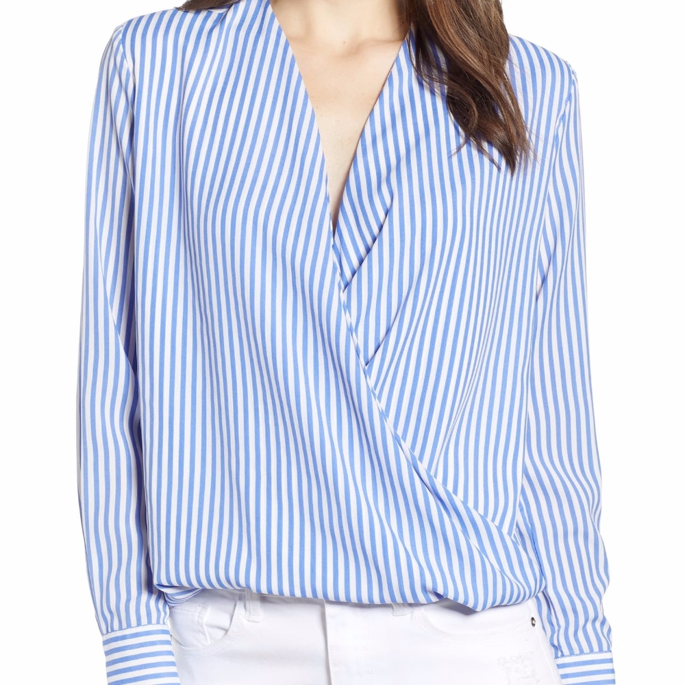 Twist Front Striped Blouse